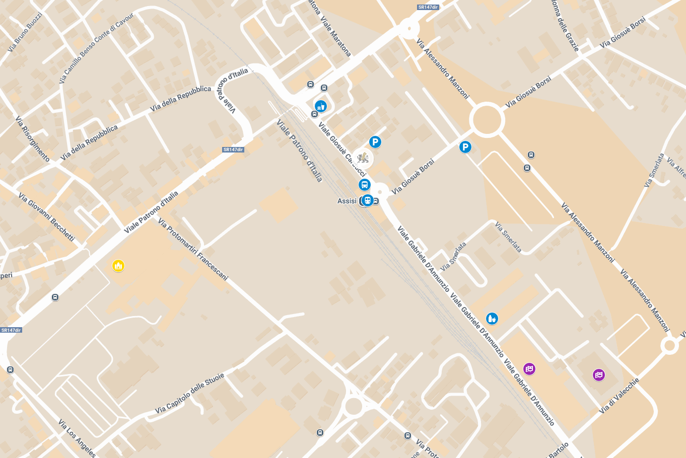 Mappa con la posizione dell'Hotel Moderno a Santa Maria degli Angeli, Assisi